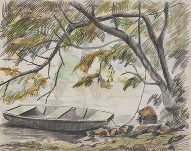 Paulémile Pissarro - Barque près de l'étang